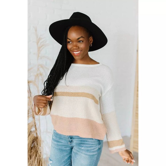 Hem & Thread Sweaters - Hem & Thread Knit Oversized Sweater Size Large Stripe Colorblock